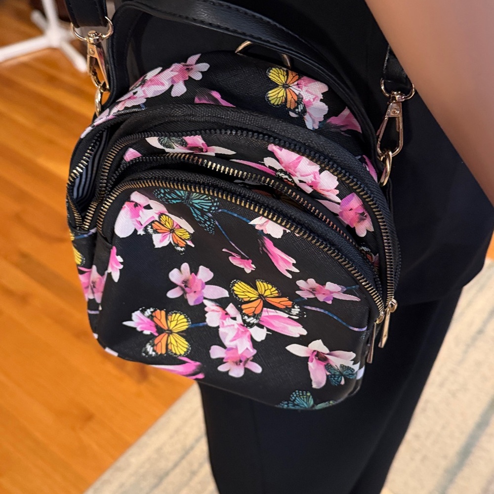 Floral Crossbody Bag can be worn as mini backpack see pics for measurements